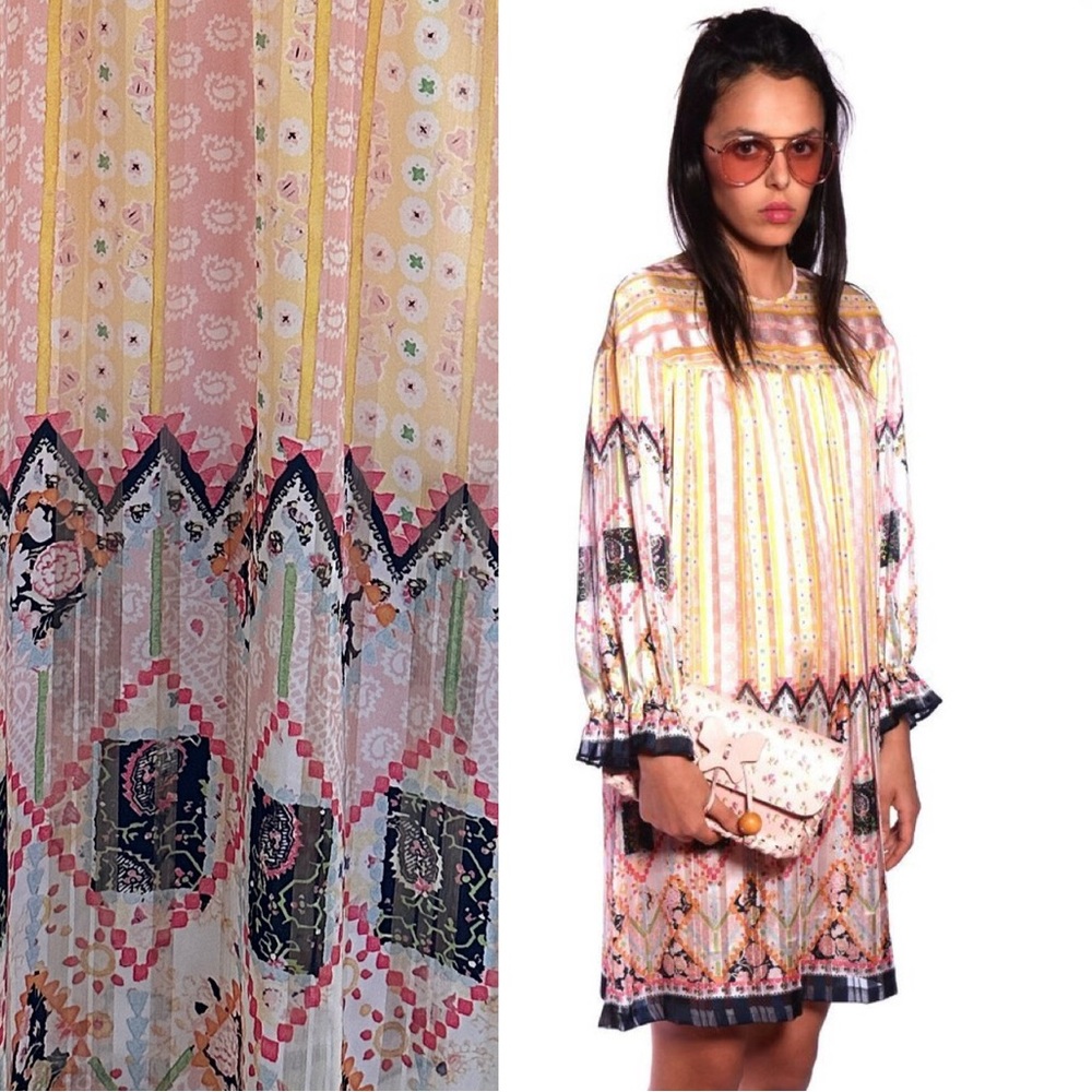 Anna Sui Botanical Patchwork Long Ruffle Sleeve T… - image 2